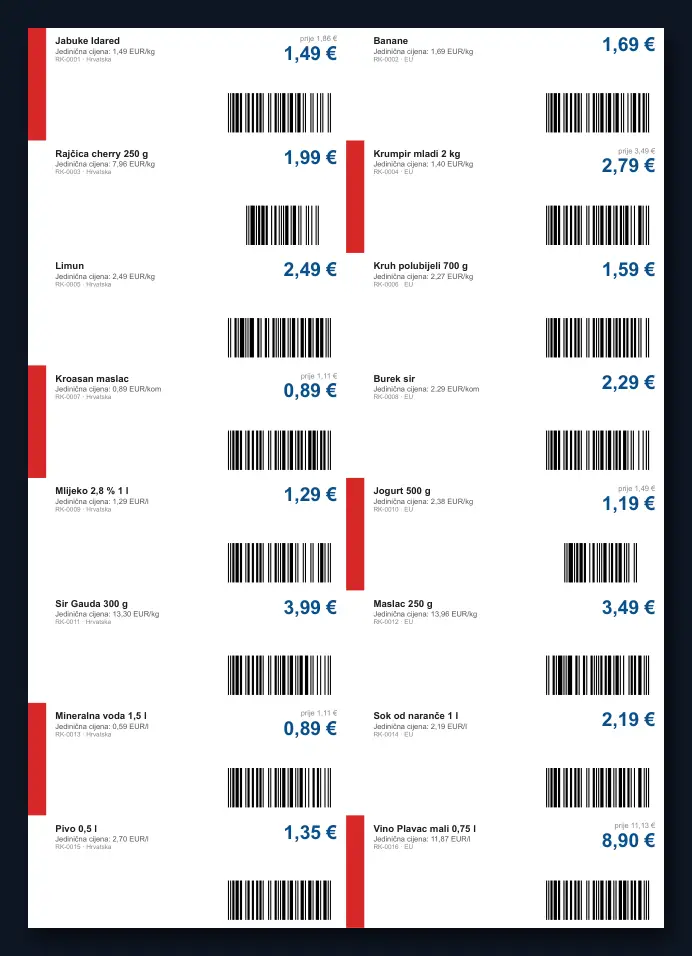 Regaletiketten, Aktionskarten, Waagenetiketten, Kundenkarten, Gutscheine