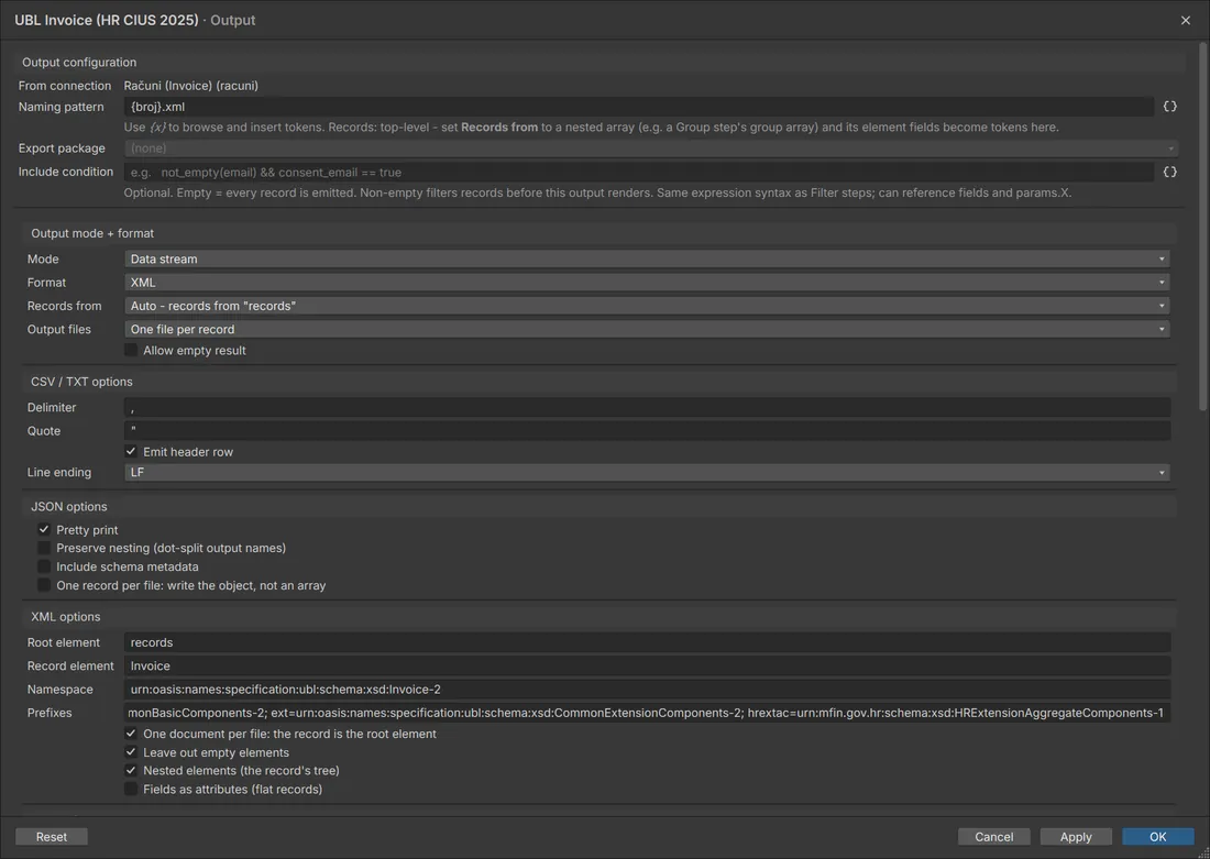 Output XML UBL 2.1