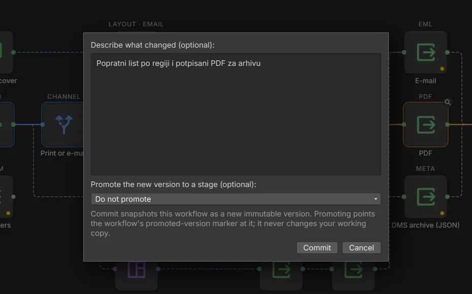 Eine Version mit Notiz speichern