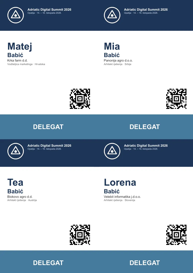 Badge congressuali con Aztec, colore per categoria